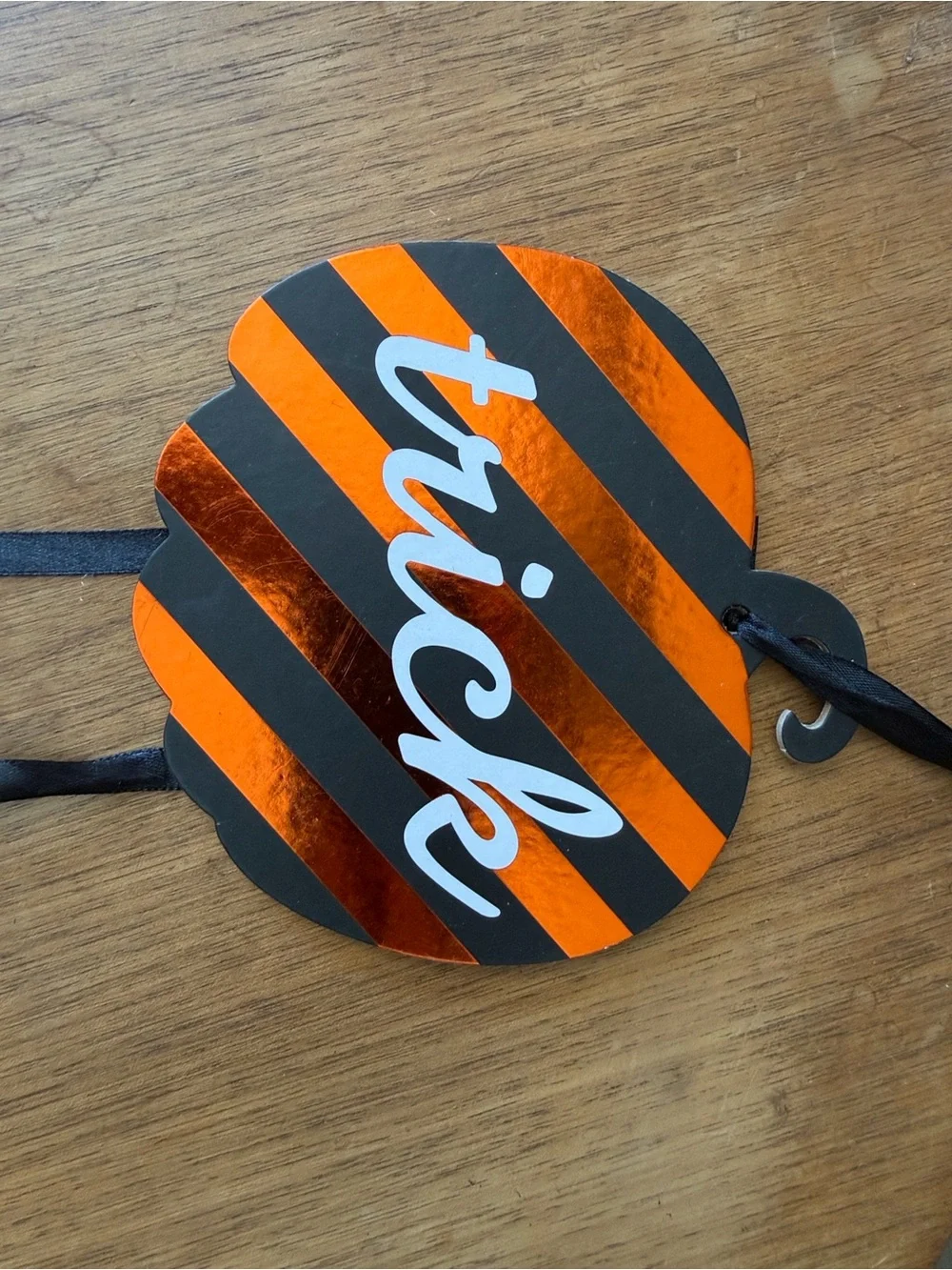 Hobby Lobby Orange Black White Halloween 'Trick or Treat' Hanging Pumpkin Sign